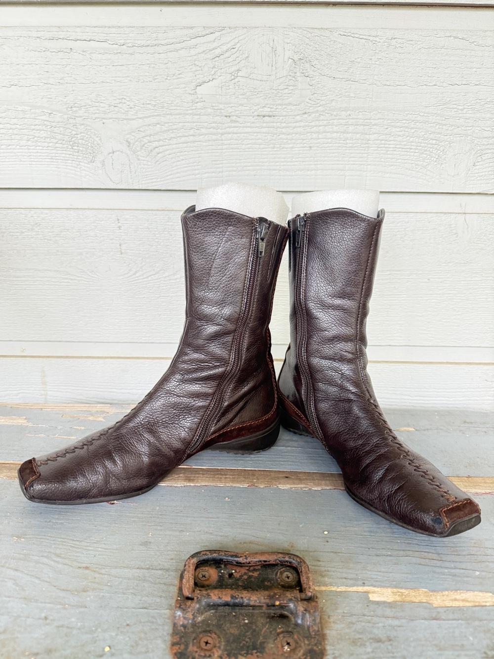 Paul Green Austria Brown Leather Zip-up Boots